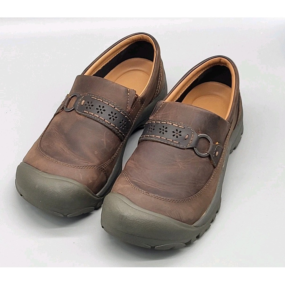 Womens Keen Kaci Brown Leather Slip On Shoes Sz 9.5